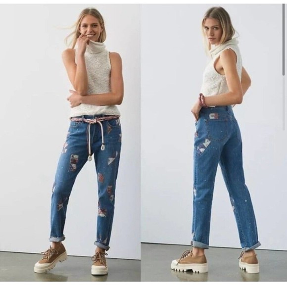 Anthropologie Pilcro‎ & The Letterpress Patchwork Jeans Denim Size 27 Z2 - Picture 1 of 6